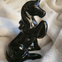 Vintage Black Unicorn Figurine 