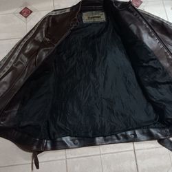 Machine Type Field Apparel Mens Faux Leather Brown Jacket Coat Size L