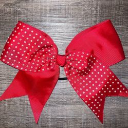 New Large Red Rhinestone Cheer Bow Hair Tie