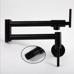 (Brand New in Box)
20" Pot Filler, Matte Black Kitchen Wall Mount Faucet, Folding Water Over Stove, 304 Stainless Steel Double Joint Swing Arm With Si