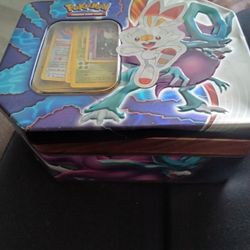 Pokemon Tin With Lid Over 500 Pokemon Cards