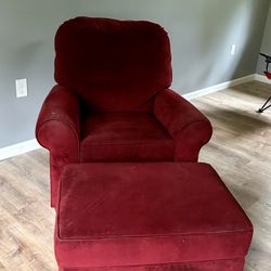 Red Recliner Chair & Ottoman