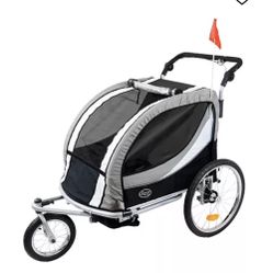 New Deluxe 3-in-1 Double Seat Bike Trailer Stroller Jogger
