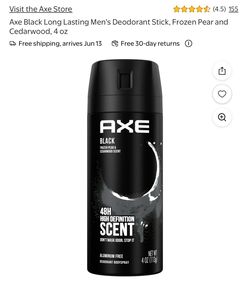 AXE Black Frozen pear and cedar wood Body Spray