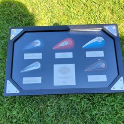 Harley Davidson 2006 Collectible Mini Gas Tank Set Glass Display Case Shadowbox