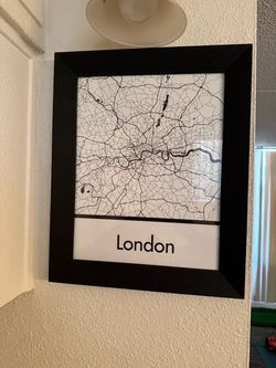 London art map framed 17x14