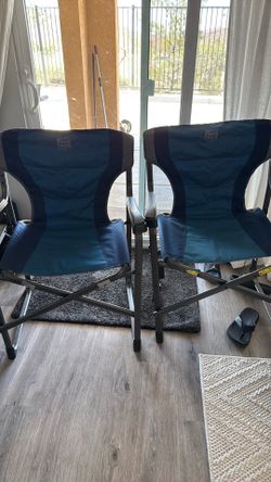 Two blue chairs