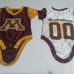 Minnesota Golden Gophers Baby Onesie Lot 0-3 Months