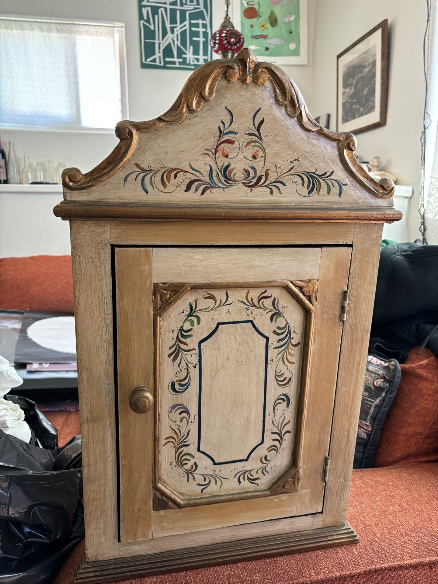 Vintage Corner Cabinet w/ Shelf 