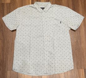 Men’s Button Up Short Sleeve Casual Formal Grey Pattern Shirt