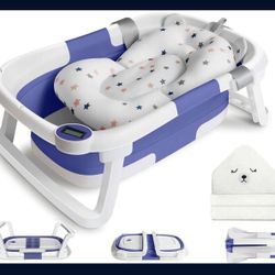 Collapsible Baby Bathtub for Infants BLUE
