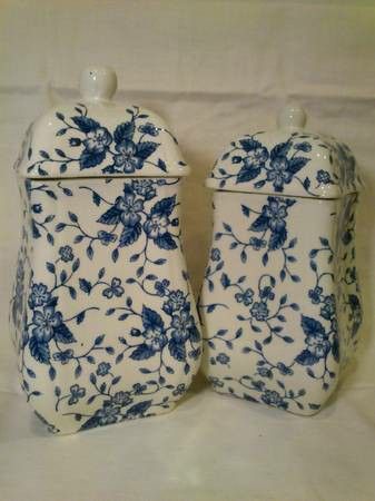 Pair of Royal Tudor Bouquet Canisters by Grindley