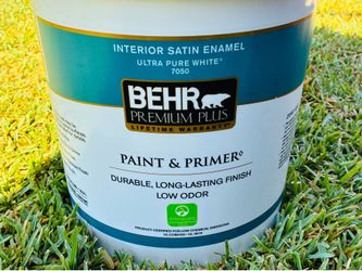 Behr 5 Gal. Ultra Pure White Satin Enamel Low Odor Interior Paint & Primer