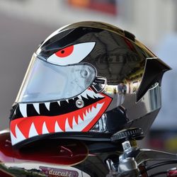 New Chrome Shark Dot Motorcycle Helmet $180
