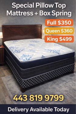 🔥 Special Queen Pillows Top With Free Box Spring - Same Day Delivery