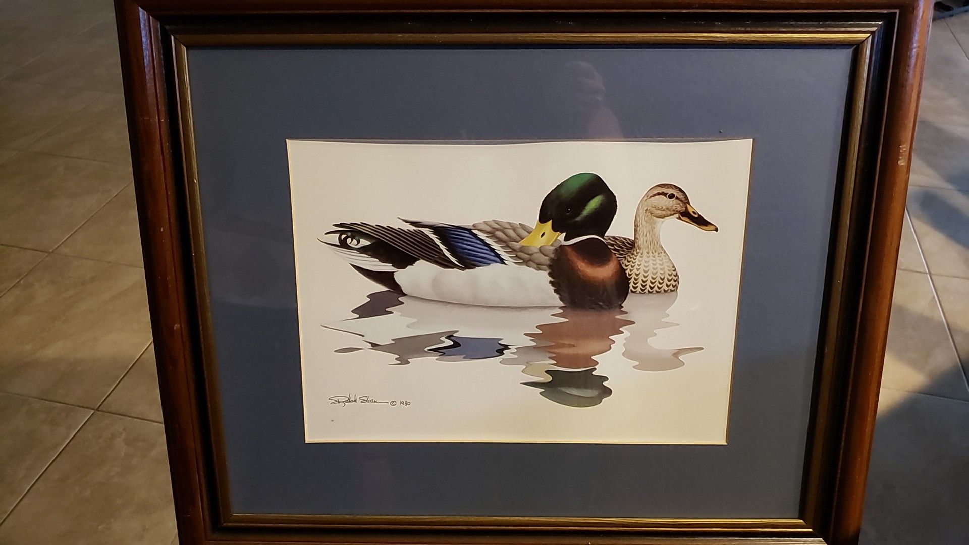 RICHARD SLOAN AMERICAN ARTIST 1935-2007 WOOD DUCK SIGNED MATTED PRINT