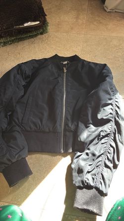 Black Cropped Bomber Jacket