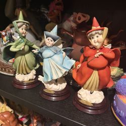 Sleeping Beauty Fairy Godmothers Armani Ceramic Statues -