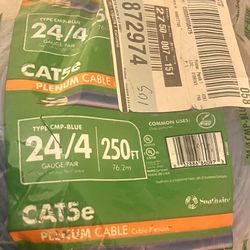 CAT5e Plenum Cable Type CMP blue 24/4 250ft
