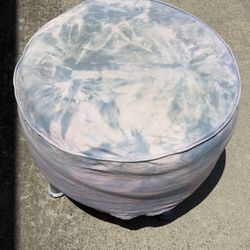 Round Ottoman With tie Dye Cover