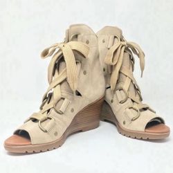 NEW Sorel Lace Up Suede Sandal Ankle Boot Size 9.5