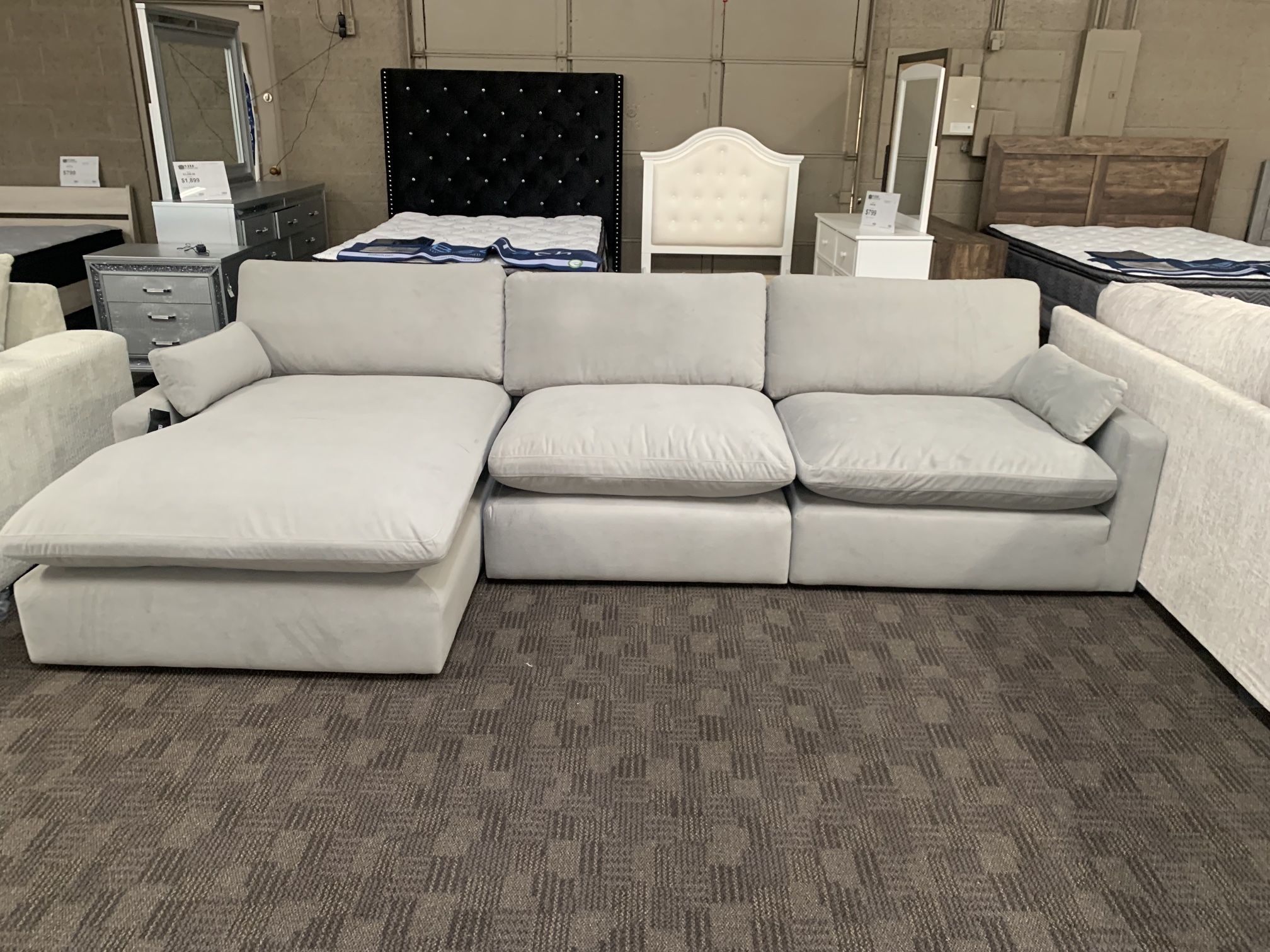 Grey Cloud Feather Sectional Couch