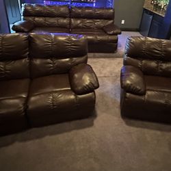 Reclining  Set, 3 Seat Couch + Loveseat+ Chair. They all Recline!! 