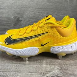 Brand New Nike Alpha Huarache Yellow White Black Metal Baseball Cleats Men Size 8