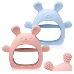New OKIBB
Baby Teething Toys Silicone 2 Pack Teethers Pacifier for Babies Over 3 Months Anti Dropping Wrist Hand Teethers Mitten Baby Chew Toys 