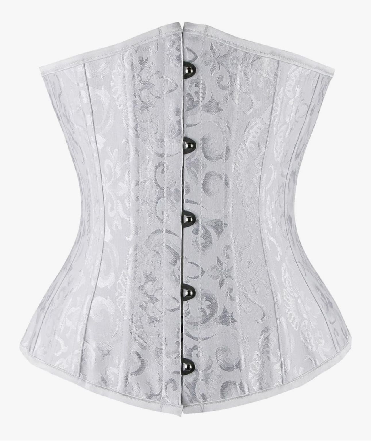 2XL White Double Heavy Spiral Steel Boned Underbust Waist Cincher Corset
