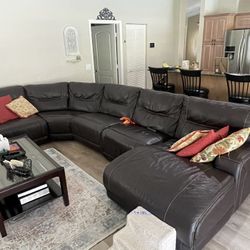 Brown Leather Couch 