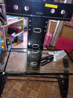 Black Glass TV Stand with Mount