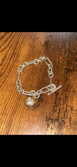 David yurman sterling silver with 18k gold heart charm