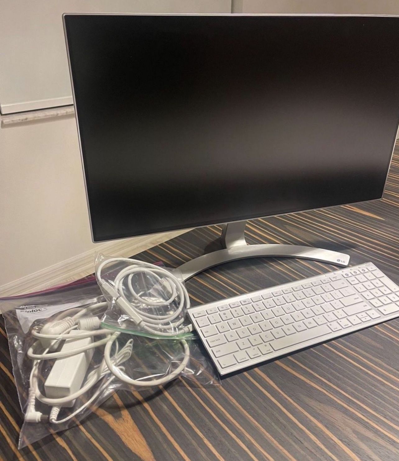 LG Monitor + Keyboard And Cables 