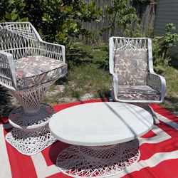 3 pcs Patio Rocking Chair, Bar Chair And Table 36”x24”x16”H With Cushions In Good Condition $100 Firm On Price