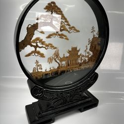 Chinese Hand Carved Cork Wood Diorama Display Art Piece