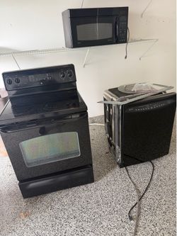 Stove dishwasher and microwave