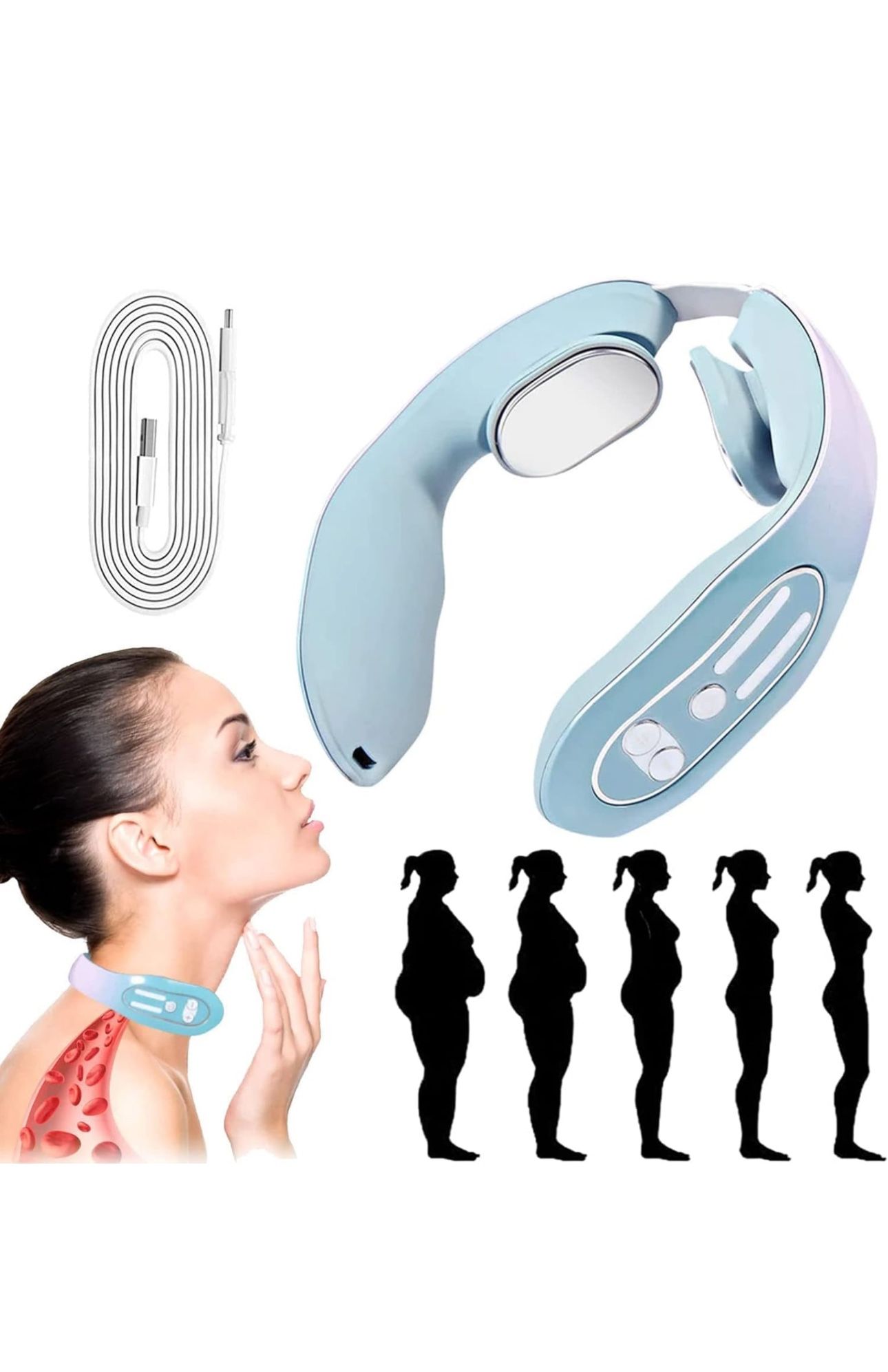 EMS Neck Acupoints Lymphvity Massager Device, Lymphatic Drainage Machine, 12 Modes EMS Neck Massager for Pain Relief, Portable Neck Lymphatic Massager