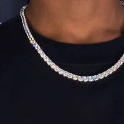 Diamond tennis cross pendant necklace unisex 20in