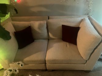 Cream Fabric Loveseat Sofa