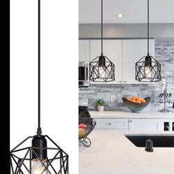  Set of 2 . 1-Light Vintage Hanging Light Pendant Light Fixture Farmhouse Basket Cage