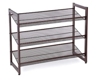 29*12*25“ 3-Tier Stackable Metal Rack Flat & Slant Adjustable Shoe Organizer Shelf for Closet