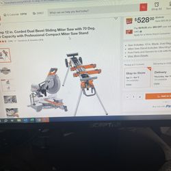 Price Reduced!! Double Bevel Miter Saw With Work Table. Used Once!i