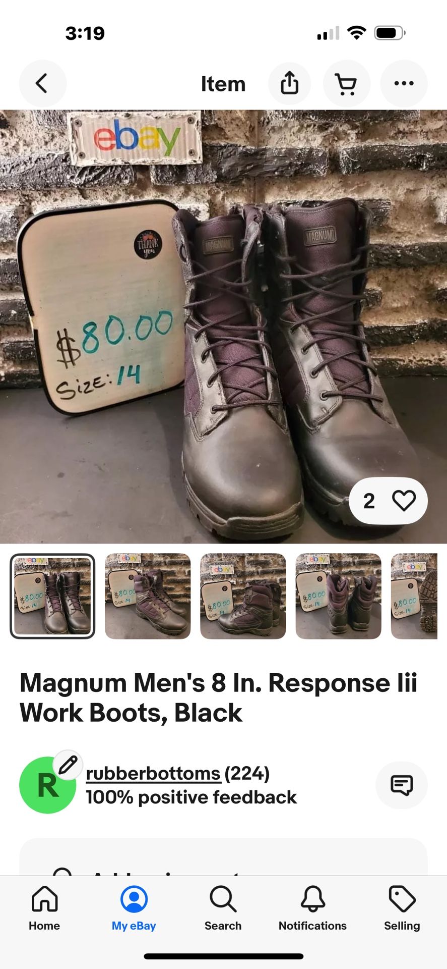 Magnum Men's 8 In. Response lii Work Boots, Black