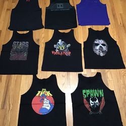 8 TANK TOP SHIRTS MENS OR YOUTH BOY SIZE SMALL ALL FOR 35 EXECELLET CONDITION 