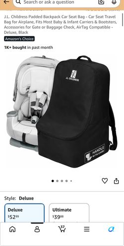 Car seat travel backpack