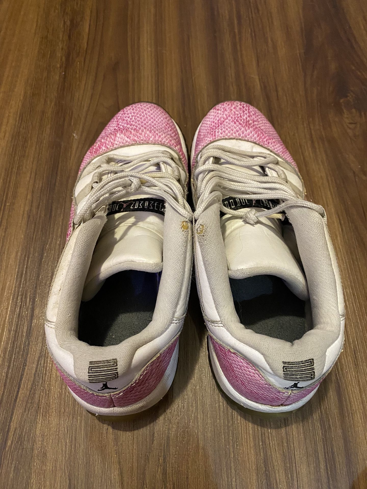 Pink And White Retro 11S Low Top Snake Print