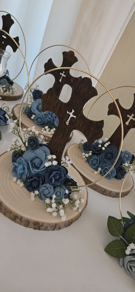 Centerpieces 10 Crosses 3 Candle Several Other Party Supplies