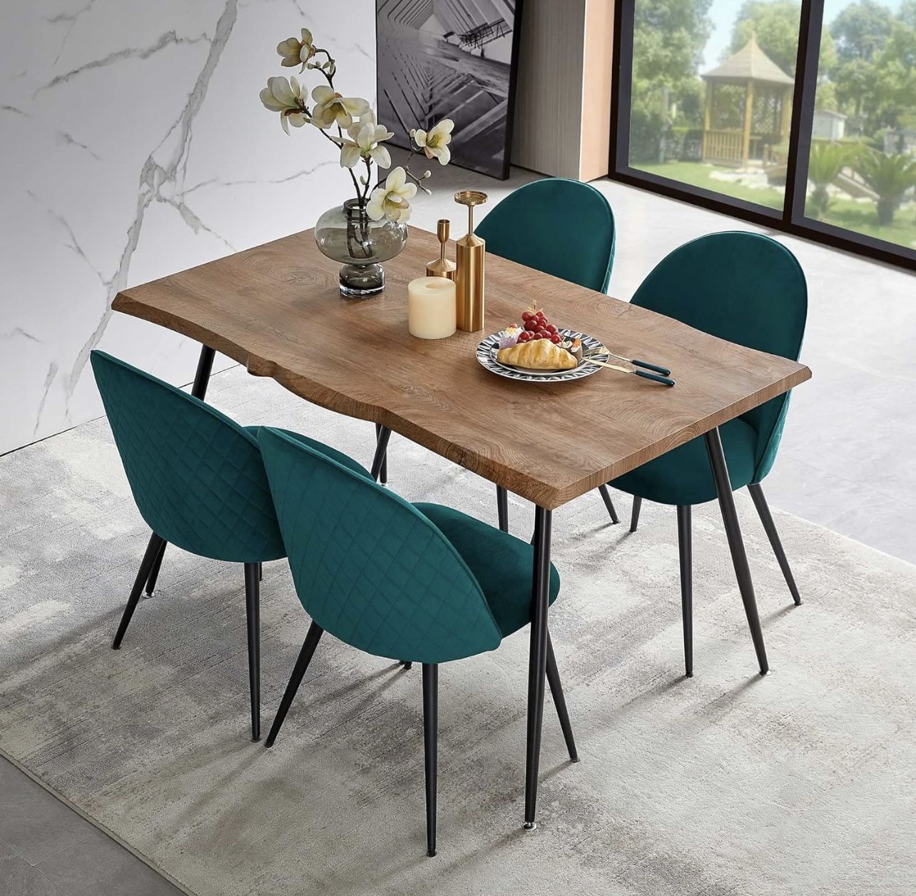 Modern Velvet Dining Chairs - Set of 4 (Green) - NEW & Assembled!