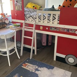 firefighter child bed, Desk And Chairs And Carpet